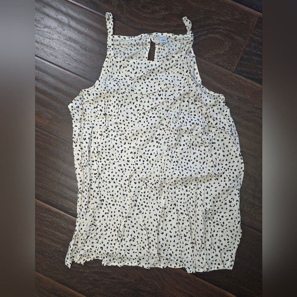 Old Navy Womens White Black Polka Dot Spaghetti Strap Tank Top Large